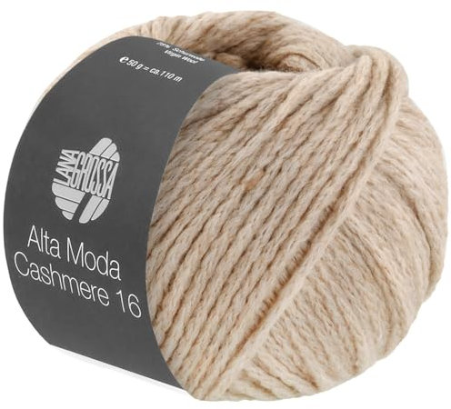 LANA GROSSA Alta Moda Cashmere 16 | Feinste 16 Mikron Merinowolle mit Kaschmiranteil | Handstrickgarn aus 78% Schurwolle (Merino) 12% Kaschmir & 10% Polyamid (Nylon) | 50g zum Stricken | 110m Garn 76