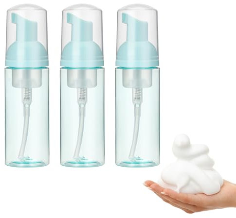 ZEYIYER 3PCS 50Ml Foam Pump Bottles, Plastic Empty Travel Size Foam Pump Bottle, Foaming Soap Dispenser, Bottles, Small Foam Pump Bottle for Cleaning Lash Shampoo, Makeup (Green)