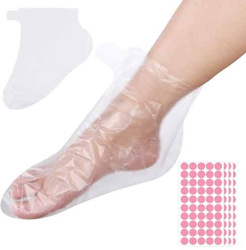 Lot de 200 bottes jetables en plastique transparent - Cire de paraffine - Masque pour les pieds - Pour soins des pieds - Spa chaud