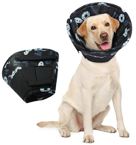 Hjumarayan Collare Elisabettiano Cane Morbido - Cono per Cani Collare Protettivo per Cani, Collari Elisabetta Cane per Recupero, Post Operatorio (Nero XL)