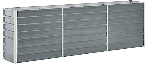 Myheimly Hochbeet Verzinkter Stahl Gartenbeet Pflanzbeet Frühbeet 240x40x77 cm Grau