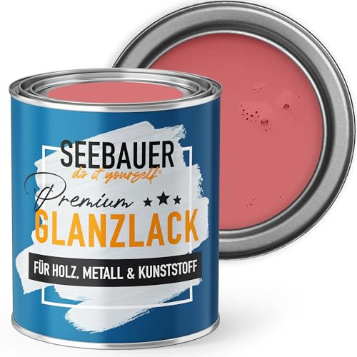 SEEBAUER diy Glanzlack Rot 375ml für Innen & Außen (No. 340 Red Wine) Möbelfarbe ohne Schleifen - Hybrid-Lack für Holz, Metall & Kunststoff - Holzlack, Möbellack hohe Deckkraft