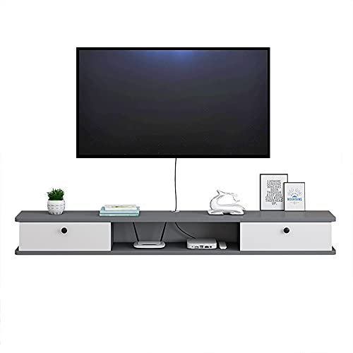 Schwebender TV-Ständer, Wandschrank, Unterhaltung Wandeinheit, matte Hängekonsole für Zuhause, Büro, Kabelboxen, Router, DVD-Player, Set-Top-Box, Bilderrahmen, 140 cm, Schwarz