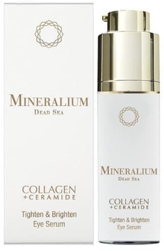 Mineralium - Suero Contorno de Ojos Lifting con Colágeno Hidrolizado y Ceramidas - Reduce Bolsas y Ojeras, Reafirma - Cafeína, Vitamina C, Minerales del Mar Muerto - 30ml