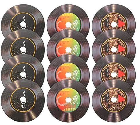 EXAOMBLE Décoration Murale Faux Disques Vinyles 12 Pièces Pvc Adhésif