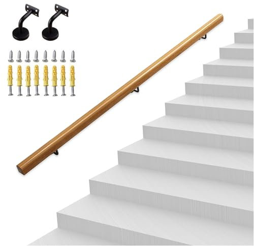 Barandilla de Escalera Modernos | Pasamanos de Escalera Interior de 1, 2, 3, 4, 5 y 6 Metros Pasamanos para escalones Exteriores Pasamanos de Escalera de Madera montado en la Pared(110cm)