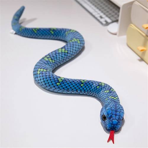 Herfair Schlange Kuscheltier Schlange Stofftier, Schlange Plüschtier Realistische Schlange Plüschtiere Spielzeug Geschenk für Kinder (50cm,Blau)