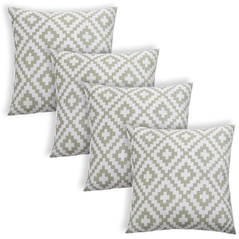 Brentfords Outdoor Cushions Waterproof Decorative Geometric Outdoor Cushion Covers 45 x 45 Set of 4 Super Soft Patio Garden Cushions Home Decor Throw Pillow Covers with Invisible Zipper, Sage/White