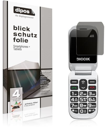 dipos I Blickschutzfolie kompatibel mit Diccik Seniorenhandy K01 Display-Schutzfolie matt mit 4-Wege Sichtschutz-Effekt