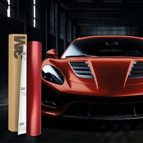 3M 2080 Car Wrapping Folie 30x152cm Selbstklebende Autofolie für Auto Motorrad Boot 3D Lackschutzfolie mit Luftkanälen zum Folieren (SP273 Satin Vampire Red)