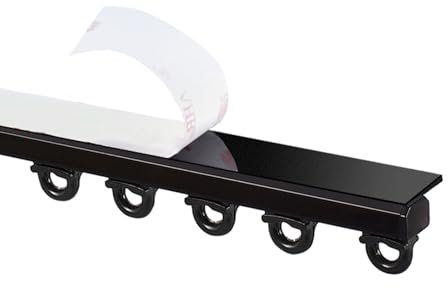 Rail De Rideau Pour Plafond Rails De Rideaux Auto Adhésif (Sans Perçage) Tringle À Rideaux Pour Fenêtre Séparateur De Pièce De Chambre À Coucher (Nero 240 cm 2,4 m (2 x 120 cm)