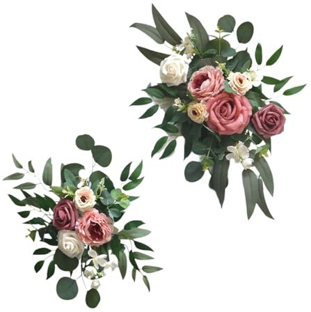 Qsvbeeqj 2 pezzi fiori artificiali festoni decorativi festoni per cerimonia di nozze segno ricevimento sfondo decorazione del partito