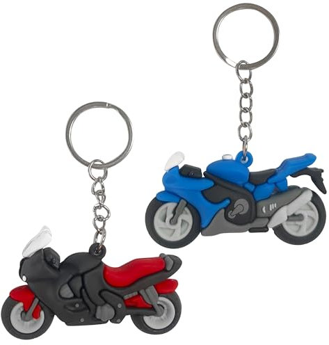2 Stück PVC Mini Motorrad Schlüsselanhänger – Nachahmung Motorrad Schlüsselanhänger Kleiner Anhänger aus PVC Weichgummi 3D Figuren Schlüs selanhänger für Auto, Tasche oder Rucksack, Kreatives Geschenk