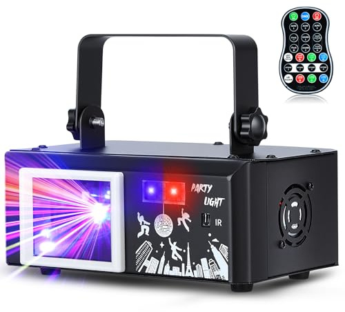 DJ Discolicht Partylicht, 6-in-1 RGBW Party Lichter, DMX Stroboskop Blitzer mit Fernbedienung, Musik Sound Activated Beam Effektstrahler für Festival Party Club Bühne Beleuchtung Show
