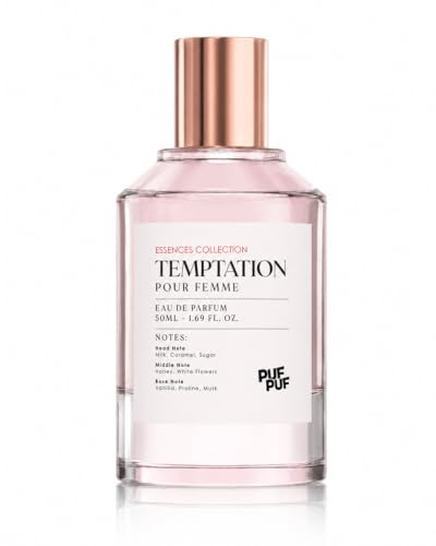 PufPuf Temptation – Damen Eau de Parfum 50 ml, süß & orientalisch, langanhaltender Duft mit Pralinen, Karamell, Milch, Honig & Vanille, elegantes Parfum für Frauen