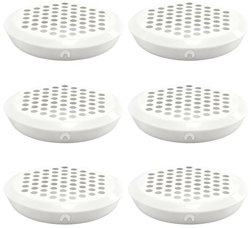CHSEROK Lüftungsgitter Rund, 6 Stück Weiß Lüftungsschlitze aus Edelstahl, Edelstahl Belüftungsgitter, Bodendurchmesser 53 mm, für Aufbewahrungsschränke, Schuhschränke, Küchenschränke