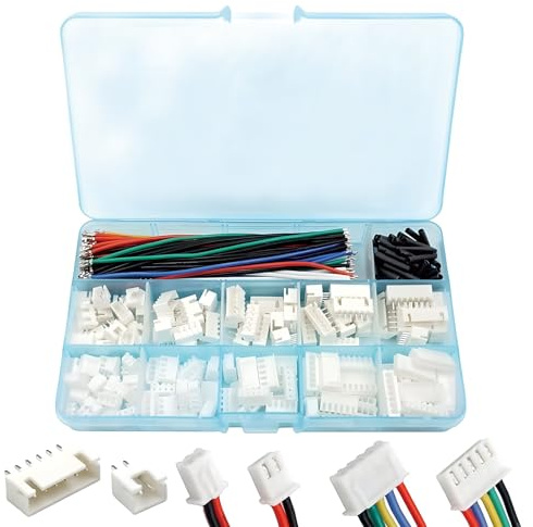 Kit Connecteurs JST XH 2.54 mm, Adaptateur JST Mâle Femelle avec Câbles Pré-Crimpés, Ensemble 2/3/4/5/6/7 Broches, 90 Fils Silicone 22AWG, Tubes Thermorétractables et Pince, Compatible Imprimante 3D
