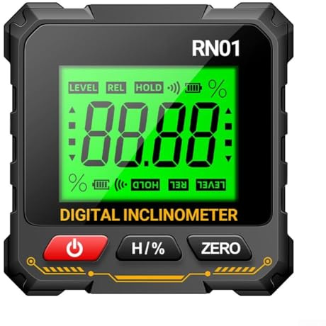 Digitale Wasserwaage und Winkellehre, RN01 mit elektronischer Wasserwaage, hintergrundbeleuchtetem Display, Magnetfuß und Datenspeicherung für genaue Messungen der Holzbearbeitung