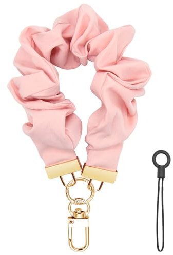 HINGTAI Anti Theft Phone Wrist Strap, Adjustable Elastic Scrunchie Lanyard with Metal Clip & Black Strap, Universal Compatibility for Smartphones, Keys, Hands-Free Convenience Accessories