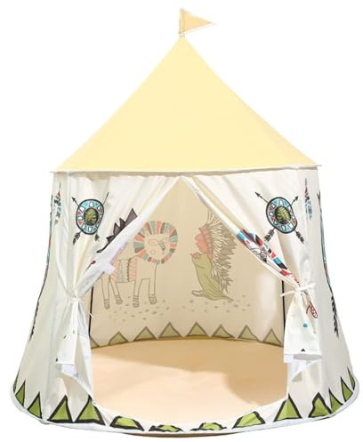 Kinderzelt für den Innenbereich, 45, 7 x 48, 4 Zoll, Kinderspielzelt mit weichem Kissen, abnehmbares, faltbares Kinder-Tipi mit Aufbewahrungstasche, für den Innenbereich