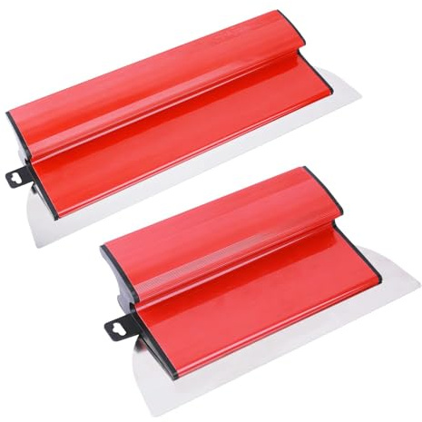 Drywall Skimming Trowel Set, 40 and 25cm Flexible Blades Z‑Handle | Steel, for Plaster Filling on Cement/Concrete/Wall Board, Fast Plastering, Smoothing Spatulas(Red)