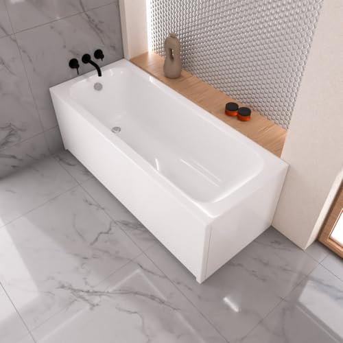 ECOLAM Badewanne Pola 180x75 Schürze Wanne Acrylwanne Rechteck Ablauf Füße | Weltbekannter Hersteller Top Qualität echtes Sanitäracryl modern Verkleidung keine Fliesen nötig