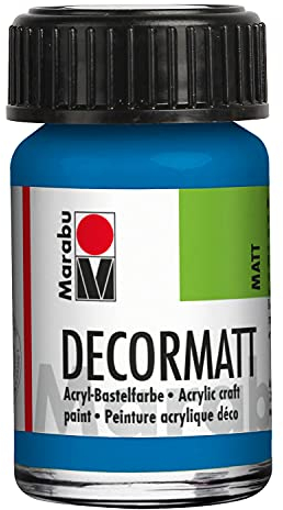 Marabu Decormatt 14010039095 - Pintura acrílica acrílica a base de agua, color azul celeste 095, 15 ml, mate aterciopelado a base de agua, cremosa y de colores intensos, resistente a la saliva, resistente a la intemperie, para pintar y plantillas libremente
