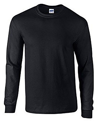 Gildan Mens Plain Crew Neck Ultra Cotton Long Sleeve T-Shirt (S) (Black)