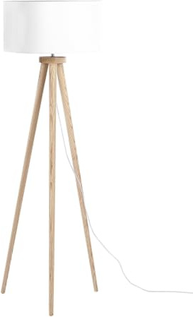 Beliani Moderne Stehlampe Polybaumwolle/Holz weiß Nitra