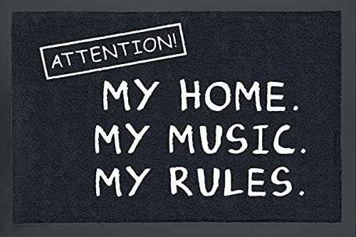 Close Up Z865085 1012504910 Attention Fußmatte Home Music. My Rules, Mehrfarbig, 40 x 60 cm