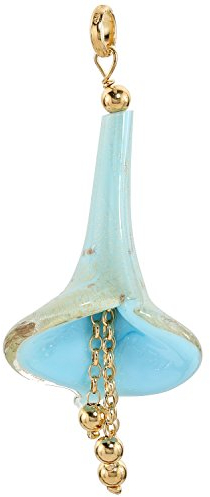 Aleksander Sternen Murano Star Muranoglas Damen-Anhänger Calla Sterling-Silber 925 vergoldet Blattgold 999er Aventurinquarz hellblau