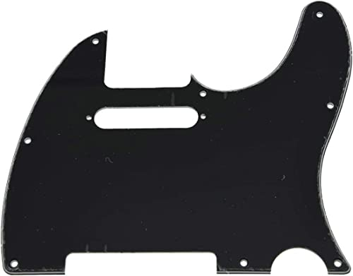 KAISH Gitarren-Pickguard mit 8 Löchern im Telecaster-Stil, TL Pickguard mit Tonabnehmer-Befestigungsschraubenlöchern für Tele/Telecaster, schwarz, 3-lagig
