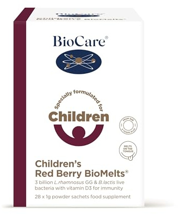 BioCare Children's Red Berry BioMelts, 28 Sachets | Live Bacteria & Vitamin D3 for Immune Support