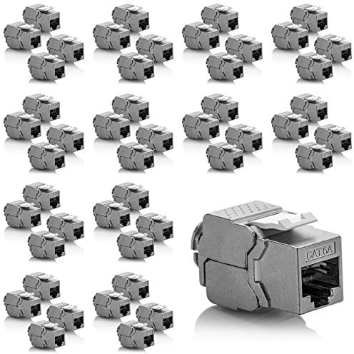 deleyCON 48x Module Keystone CAT 6a Jack - Blindé STP Connecteur RJ45 Installation Snap-In Montage Câble Brut CAT 500 Mhz 10 GBit/s
