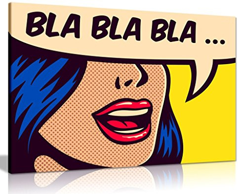 Modern Pop Art Girl Bla Bla Canvas Wall Art Picture Print (30x20)
