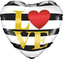 Folien-Ballon Herz-Form Love/Hochzeits-Ballon/Luft-Ballon Liebe & Hochzeit - Durchmesser ca. 46cm - 1 Stück - Hochzeits-Deko/Liebe/Valentins-Tag/Dekoration Heirat/Luft-Ballons