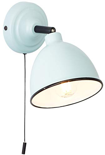 BRILLIANT Lampe Telio Wandleuchte Zugschalter hellblau | 1x D45, E14, 2, geeignet für Tropfenlampen (nicht enthalten) | Mit Zugschalter