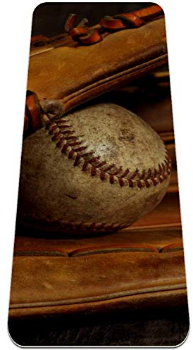 Eslifey Old Baseball-Handschuh mit verwitterter Sport-Ball-Yogamatte, dick, rutschfeste Yogamatten für Damen und Mädchen, Übungsmatte, weiche Pilates-Matten, 182,9 x 61 cm, 0,6 cm dick