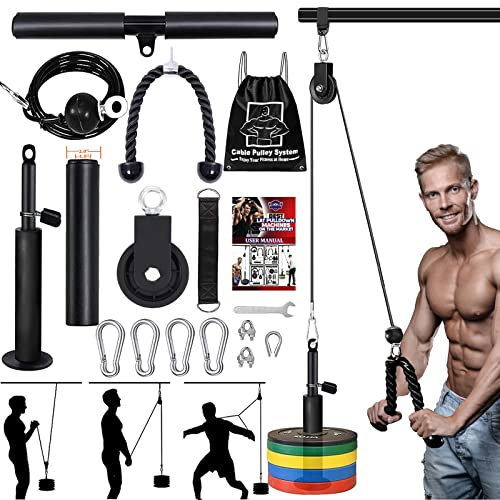 Taeku Kabelzug, Gewicht Fitnessgerät Trizeps Latzug Unterarmtrainer Seilzug-Fitness Arm Krafttraining für Zuhause Sportgeräte (2,5M Kabel+ Adapter)