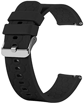 RuenTech Armband Kompatibel mit Lifebee/Letsfit ID205L ID205 Smartwatch Armband Ersatzarmband Ersatzband Silikon armbänder mit Metallverschluss Hoop Loop Weichgummiband Zubehör (schwarz)