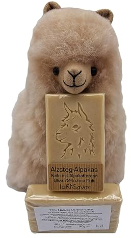 ALPAKASHOP-BAYERN | 2 Stück Alaya mit 72% Olive, Alpaka-Keratin-Seife handgesiedet