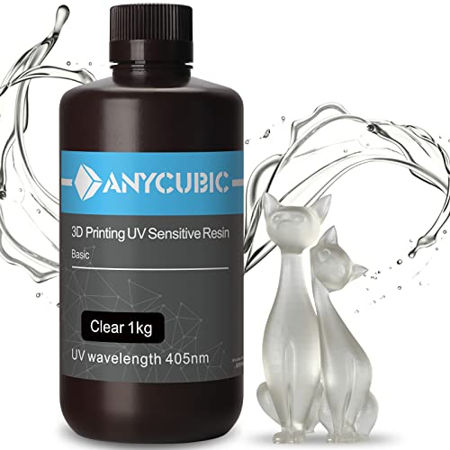 ANYCUBIC 3D Drucker Standard Resin 1000g, UV 405nm Rapid Photopolymer Resin, mit Hoher Genauigkeit und Schneller Aushärtung und Hervorragender Fließfähigkeit für LCD 3D Drucker, Transluzent