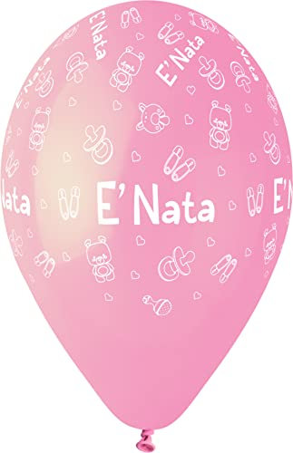 Busta 25 palloncini E' Nata Baby Shower in lattice naturale Premium Quality G120 (Ø 33cm / 13), rosa pastello