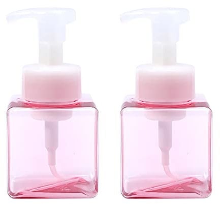 ZEOABSY 2 Stück 250ml Quadrat Leere Rosa Seifenspender Schäumende Schaumseifenspender Nachfüllbare Seifenflaschen für Schäumende Flüssigseife Küche Bad Kosmetik Shampoos