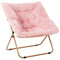Tiita Comfy Saucer Chair, Soft Faux Fur Oversized Folding Accent Chair, Lounge Lazy Metal Frame Moon Soft for Kids Teens Adults, Bedroom, Living Room, Dorm Rooms