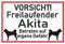Samunshi® Aufkleber Vorsicht Akita - Schild Sticker Hinweisschild Warnschild Vorsicht Hund 30 x 20cm Vorsicht Akita schwarz