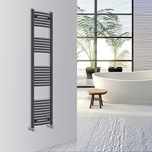 Warmehaus Curved Bathroom Heated Towel Rail Warmer 1800x400mm Anthracite | Central Heating Bathroom Ladder Radiator, 1.5mm Premium Mild Steel, Wall Mounted, Durable Finish, For Kitchen, Living Room