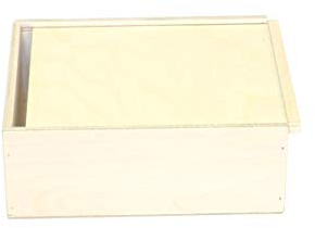 KF-Holz Schiebekiste aus Birkensperrholz (180 x 150 x 60 mm) - Geschenkbox mit Deckel - Vielseitige Holzbox für Aufbewahrung, Werkzeugkiste