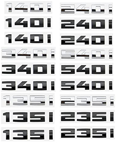 HCZION ABS Auto Kofferraum Emblem Aufkleber for M Power 135i 140i 235i 240i 340i 530i 540i 550i Logo Brief Aufkleber Dekoration Auto Emblem Briefe (Size : Glossy Silver, Color : M340i)