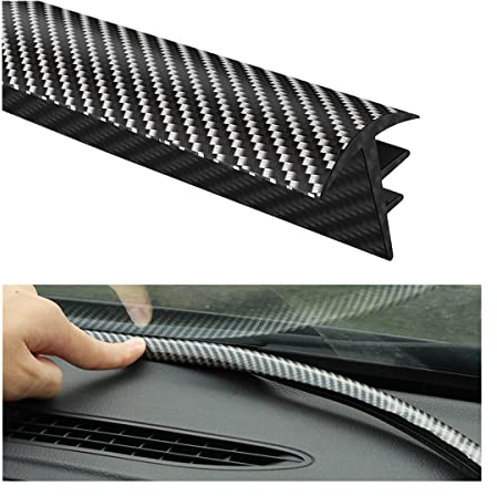 CGEAMDY 160CM Auto Gummidichtung Kantenschutz, Autokantenverkleidung Gummidichtungsschutz, U-förmiger Autoklappen-Türkantenschutz, für Meisten Modelle (Kohlefaser)